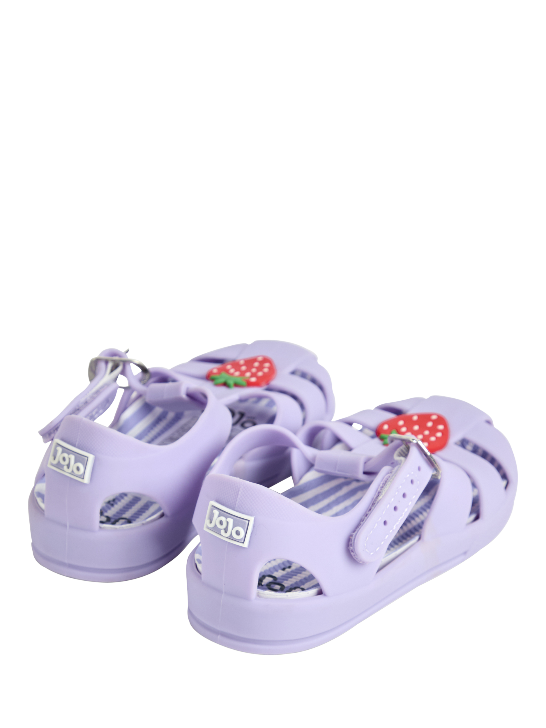 Product image 4 of 4, which shows JoJo Maman Bébé Kids' Strawberry Jelly Sandals, Lilac, EU21