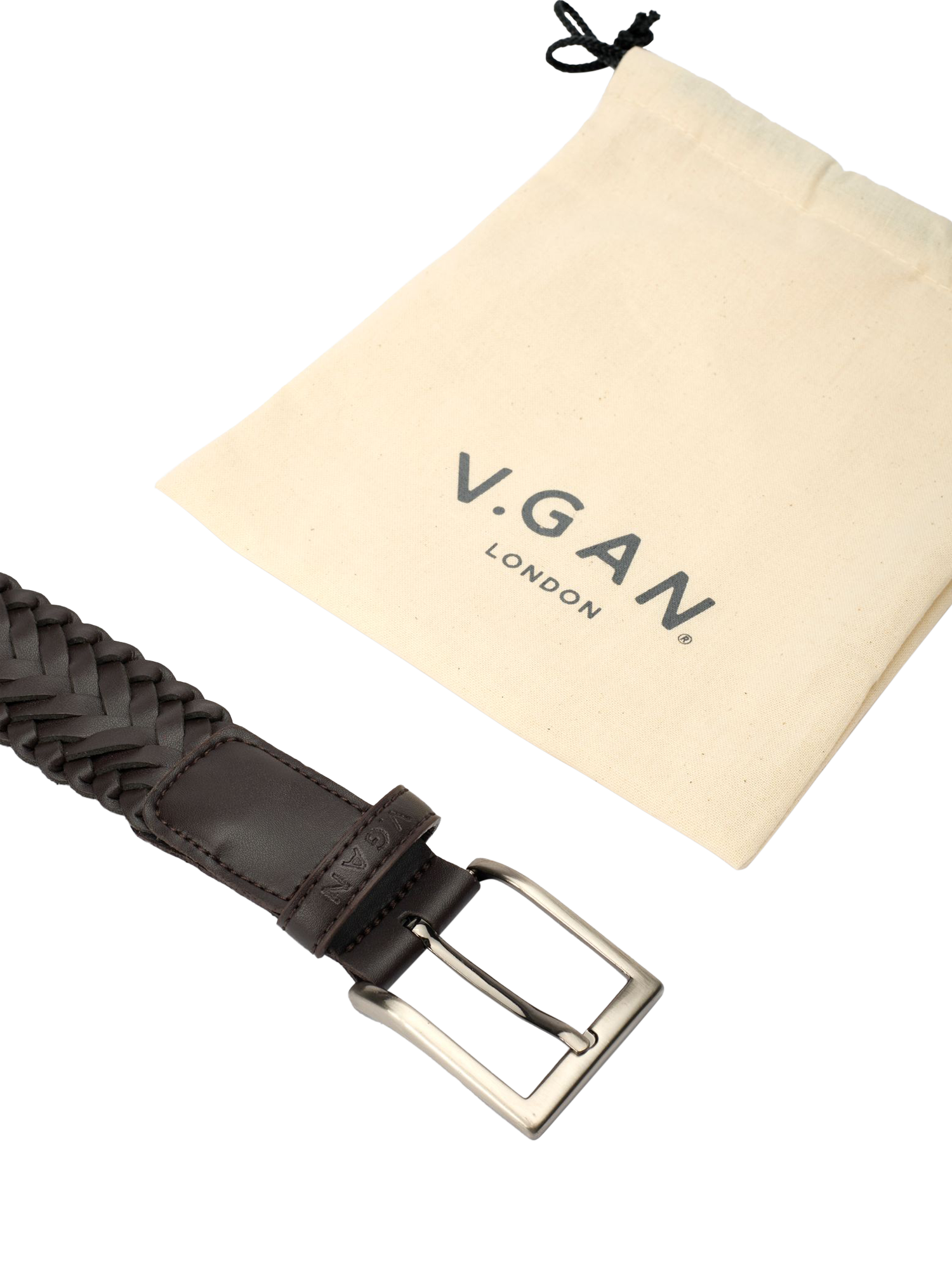Product image 2 of 3, which shows V.GAN Vegan Weave Belt , Brown, M