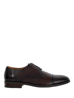 Dune London Suffix Wide Fit Leather Flexi Sole Toe Cap Monk Shoes, Brown