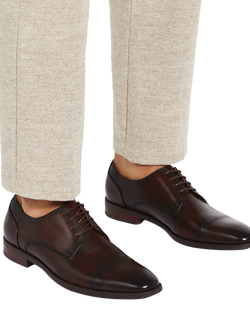 Dune London Suffix Wide Fit Leather Flexi Sole Toe Cap Monk Shoes - view 2, Brown