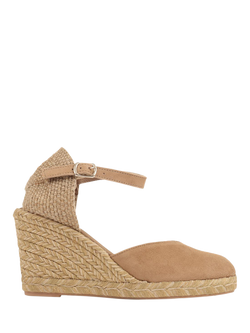 Jones Bootmaker Arabella Suede Wedge Heel Espadrilles, Sand, Sand
