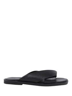 Jones Bootmaker Hazelle Leather Flat Mule Sandals, Black