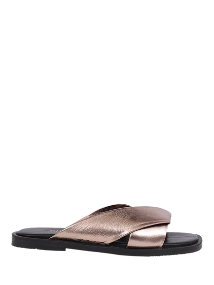 Jones Bootmaker Hazelle Leather Flat Mule Sandals, Pewter