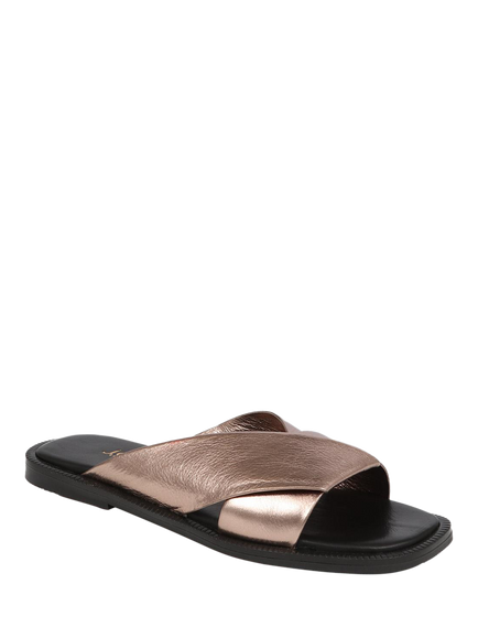 Jones Bootmaker Hazelle Leather Flat Mule Sandals - view 2, Pewter