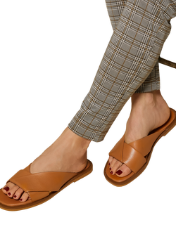 Jones Bootmaker Hazelle Leather Flat Mule Sandals - view 2, Tan