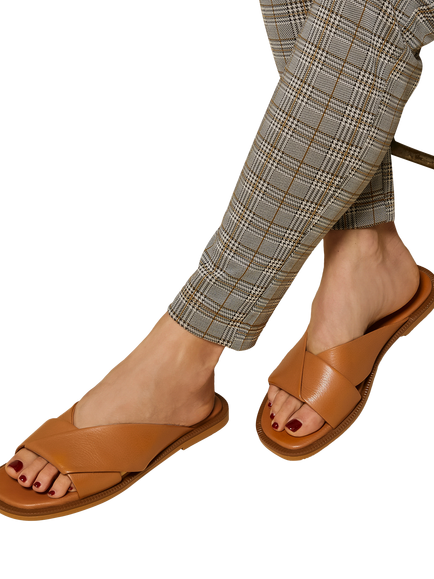 Jones Bootmaker Hazelle Leather Flat Mule Sandals - view 2, Tan