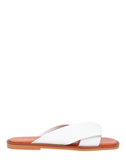 Jones Bootmaker Hazelle Leather Flat Mule Sandals, White