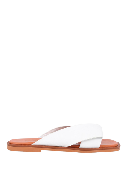 Jones Bootmaker Hazelle Leather Flat Mule Sandals, White