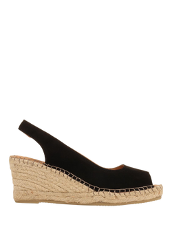 Jones Bootmaker Rosanna Suede Wedge Heel Slingback Sandals, Black