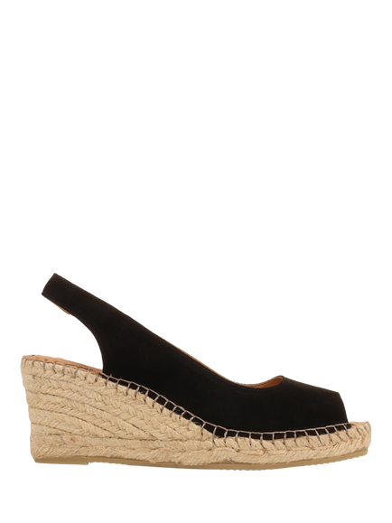 Jones Bootmaker Rosanna Suede Wedge Heel Slingback Sandals, Black