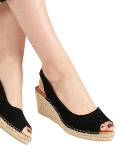 Jones Bootmaker Rosanna Suede Wedge Heel Slingback Sandals - view 2, Black