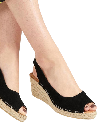 Jones Bootmaker Rosanna Suede Wedge Heel Slingback Sandals - view 2, Black