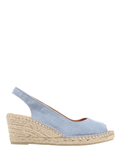 Jones Bootmaker Rosanna Suede Wedge Heel Slingback Sandals, Pale Blue