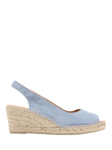 Jones Bootmaker Rosanna Suede Wedge Heel Slingback Sandals, Pale Blue