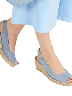 Jones Bootmaker Rosanna Suede Wedge Heel Slingback Sandals - view 2, Pale Blue