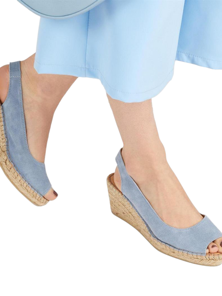 Jones Bootmaker Rosanna Suede Wedge Heel Slingback Sandals - view 2, Pale Blue