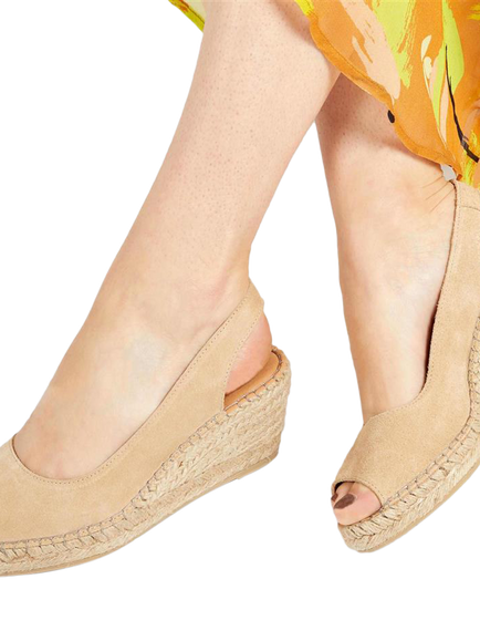 Jones Bootmaker Rosanna Suede Wedge Heel Slingback Sandals - view 2, Sand