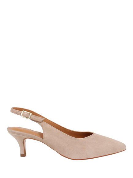 Jones Bootmaker Zaria Suede Kitten Heel Slingback Court Shoes, Beige