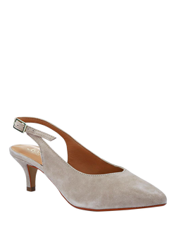 Jones Bootmaker Zaria Suede Kitten Heel Slingback Court Shoes - view 2, Beige