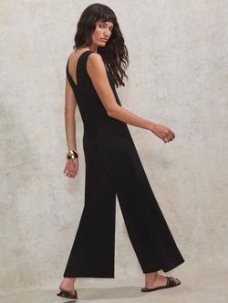Ro&Zo Jersey V-Neck Jumpsuit, Black, Black