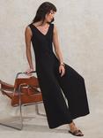 Ro&Zo Jersey V-Neck Jumpsuit, Black