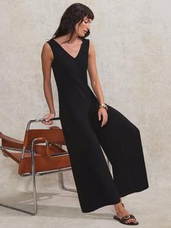 Ro&Zo Jersey V-Neck Jumpsuit, Black - view 2, Black