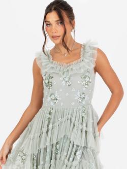 Maya Deluxe Embellished Tiered Maxi Dress - view 2, Green Lily