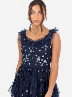 Maya Deluxe Embellished Tiered Maxi Dress - view 2, Navy