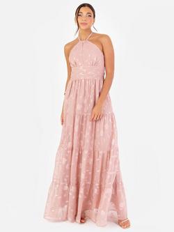Maya Deluxe Floral Halterneck Tiered Maxi Dress, Blush