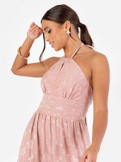 Maya Deluxe Floral Halterneck Tiered Maxi Dress - view 2, Blush