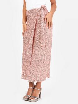 Maya Deluxe Sequin Wrap Midi Skirt - view 2, Blush