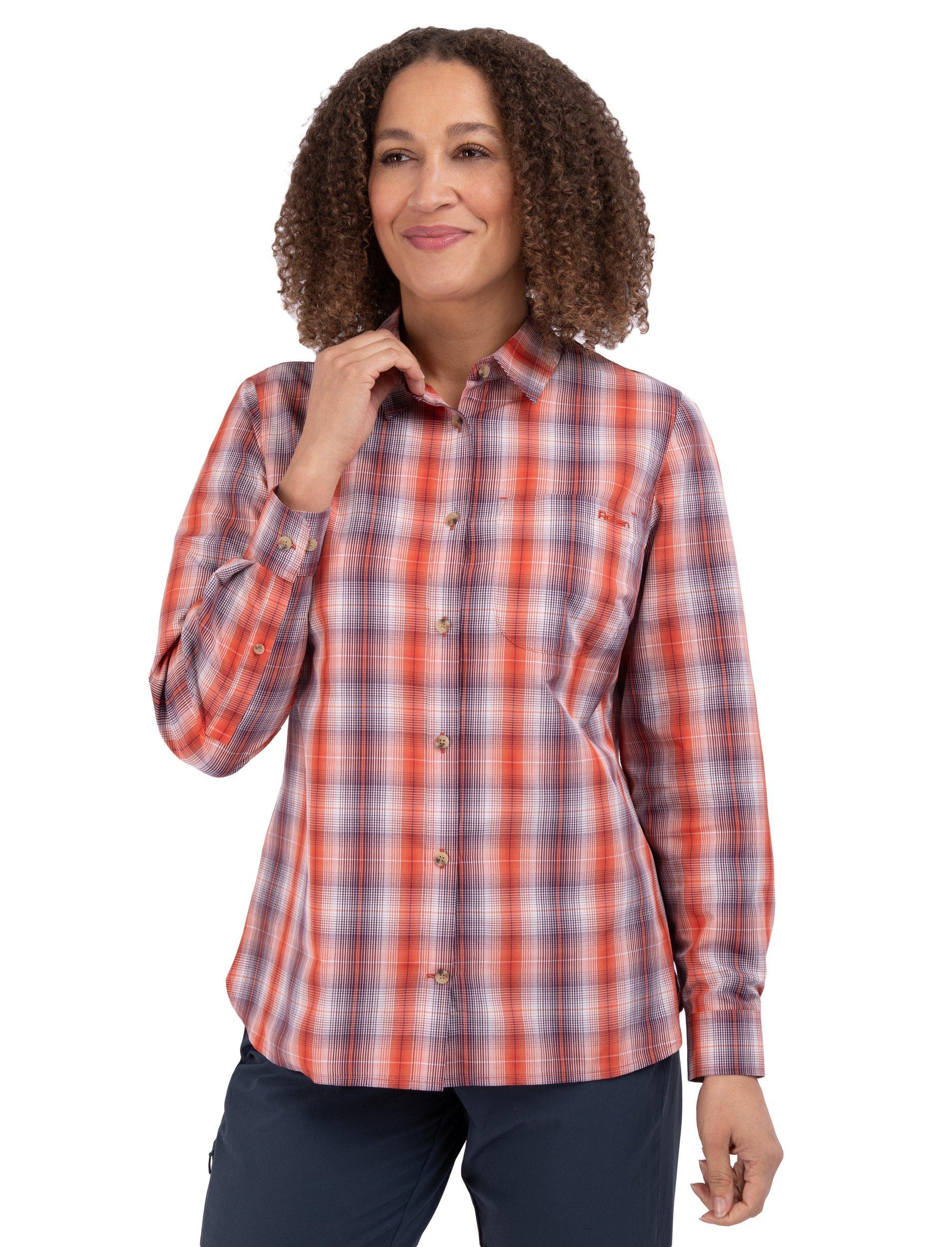 Product image 1 of 6, which shows Rohan Women's Coast Long Sleeve Shirt, Orange/Purple, 8