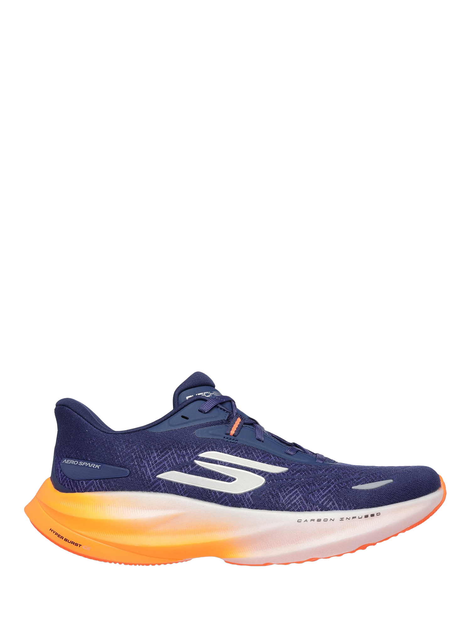 Product image 1 of 4, which shows Skechers GO RUN Ride 12 Lace Up Trainers, Navy/Orange, 6