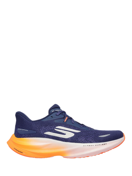 Skechers GO RUN Ride 12 Lace Up Trainers, Navy/Orange, Navy/Orange