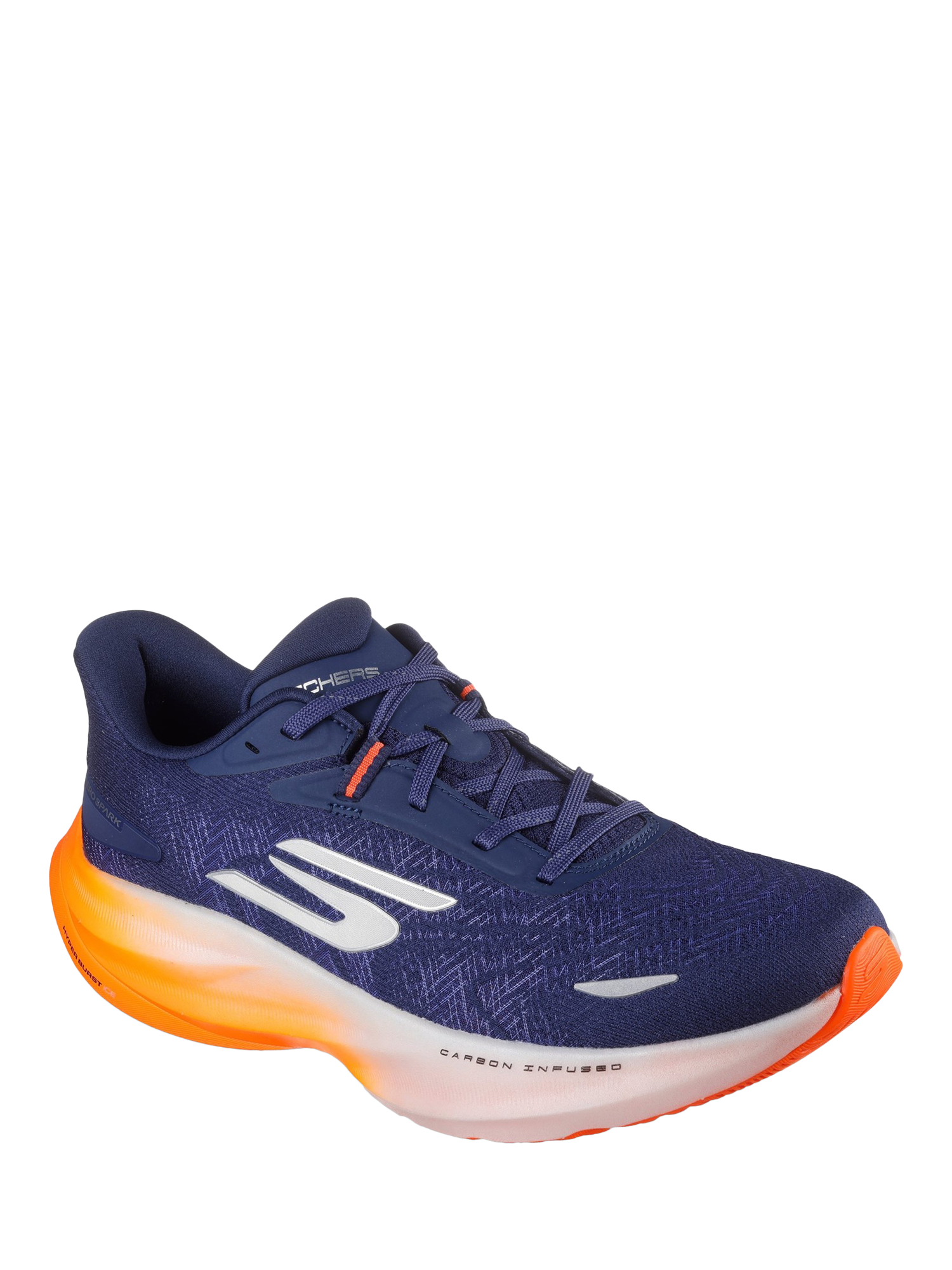 Product image 2 of 4, which shows Skechers GO RUN Ride 12 Lace Up Trainers, Navy/Orange, 6