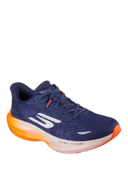 Skechers GO RUN Ride 12 Lace Up Trainers, Navy/Orange - view 2, Navy/Orange