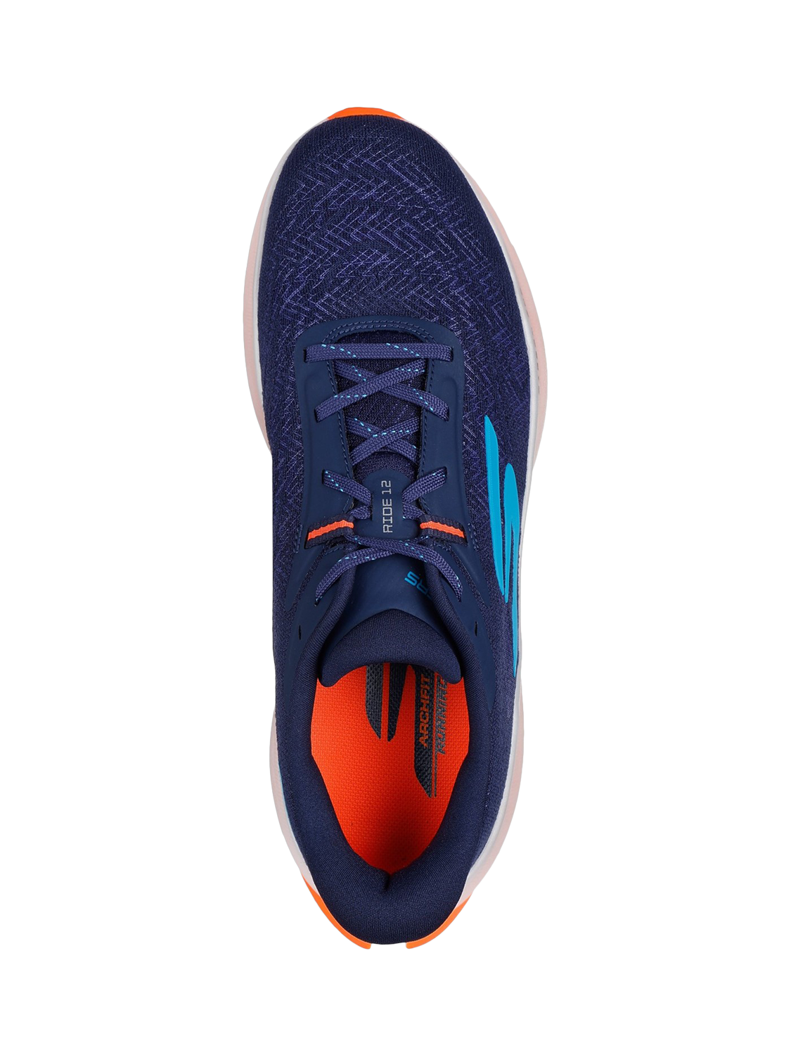 Product image 4 of 4, which shows Skechers GO RUN Ride 12 Lace Up Trainers, Navy/Orange, 6