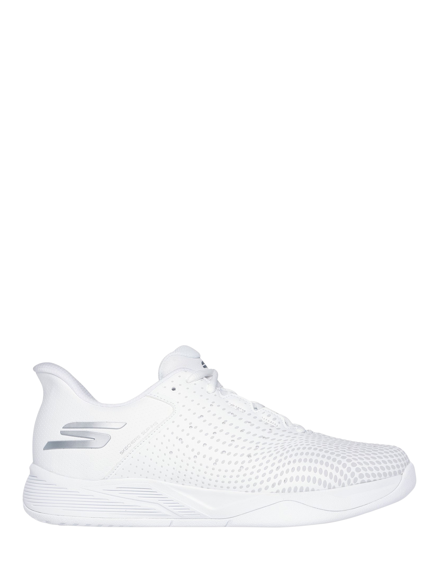 Product image 1 of 4, which shows Skechers Hands Free Slip-Ins Relaxed Fit Viper Court Reload Trainers, White, 6