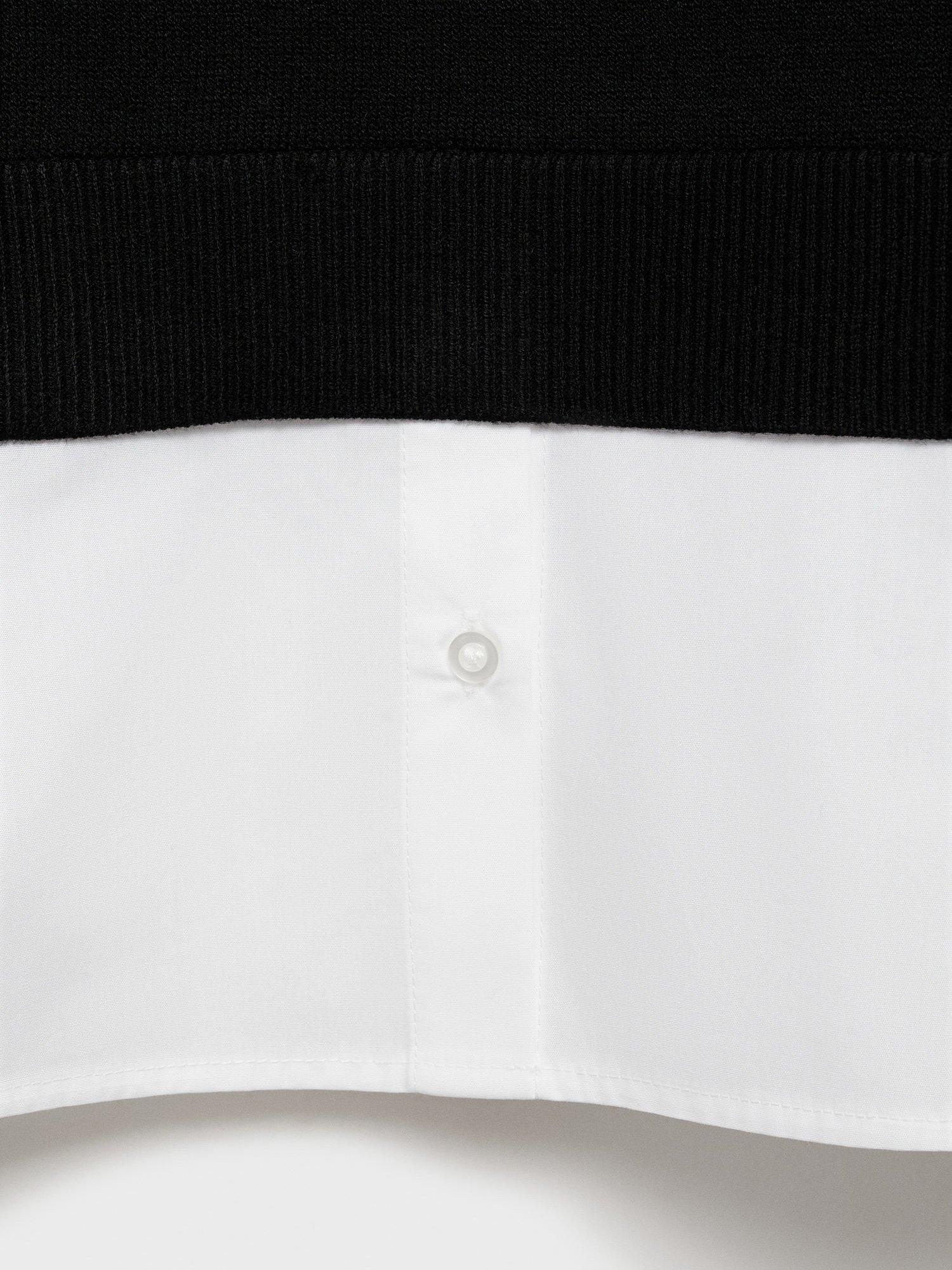 Product image 7 of 7, which shows Mango Garance Stripe Shirt Hem Jumper, Black/White, L