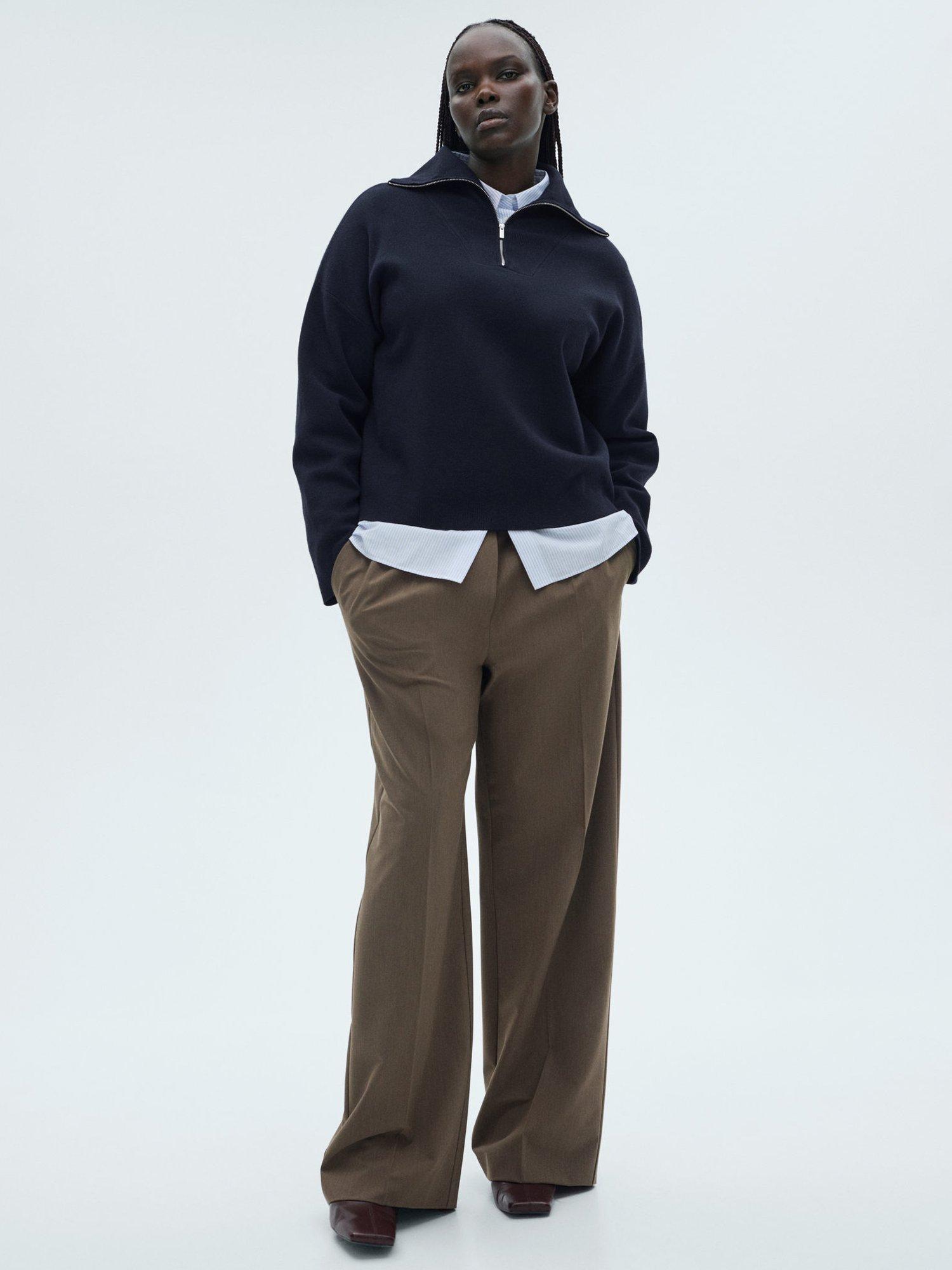 Product image 8 of 9, which shows Mango Latitas Zip Neck Jumper, Navy, 4XL