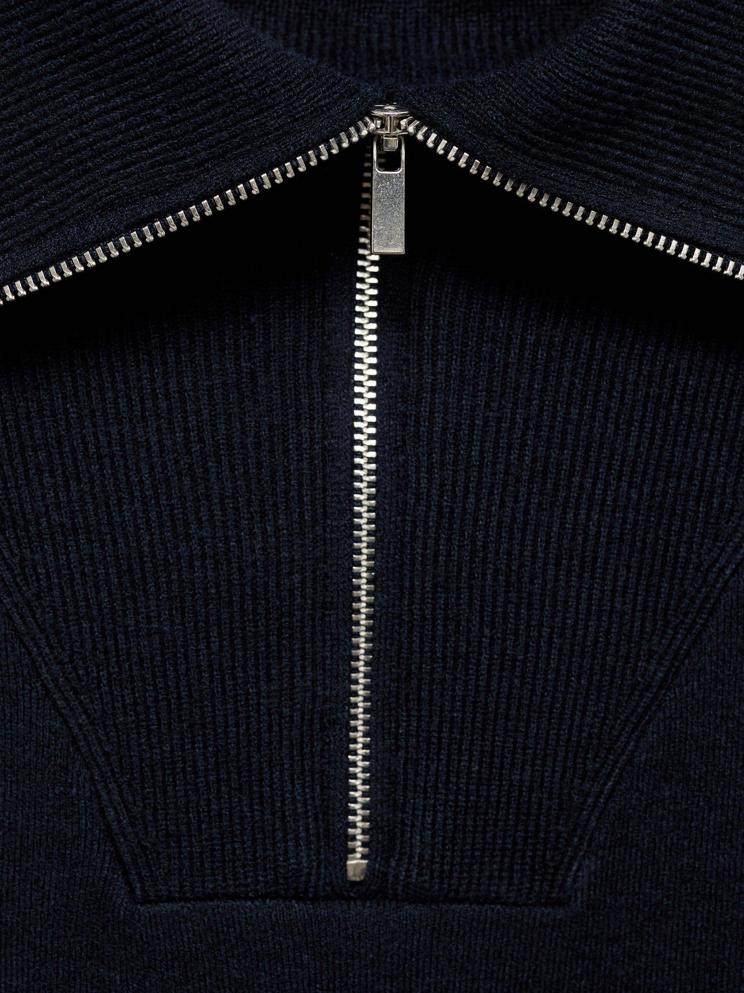 Product image 9 of 9, which shows Mango Latitas Zip Neck Jumper, Navy, 4XL