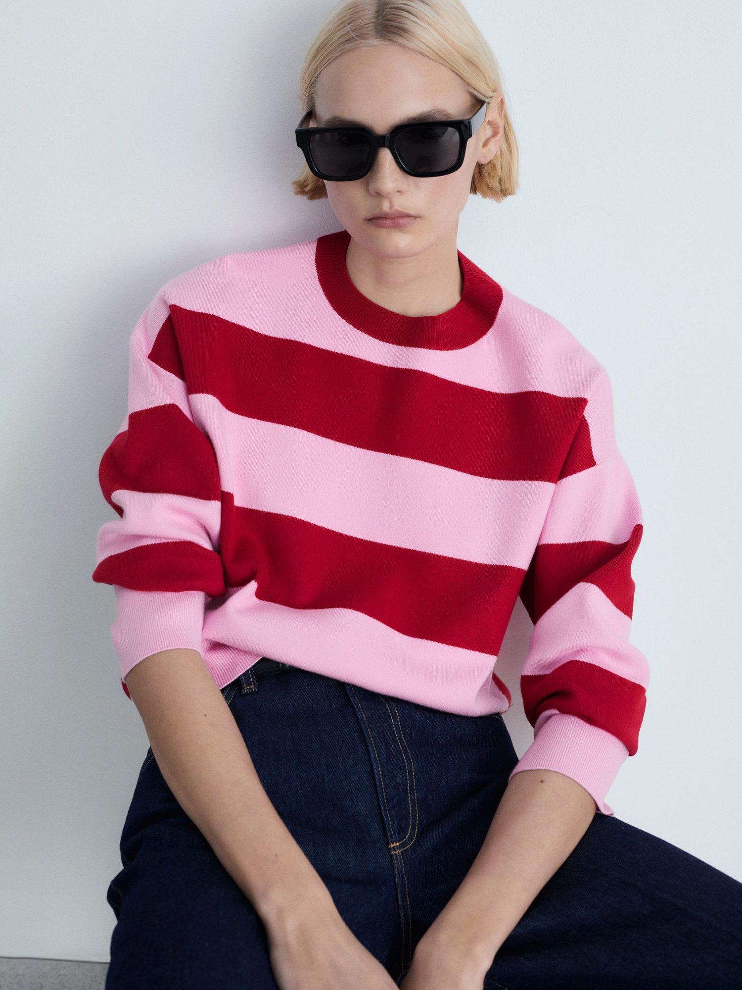 Product image 1 of 8, which shows Mango Lotuini Stripe Jumper, Red, 5XL