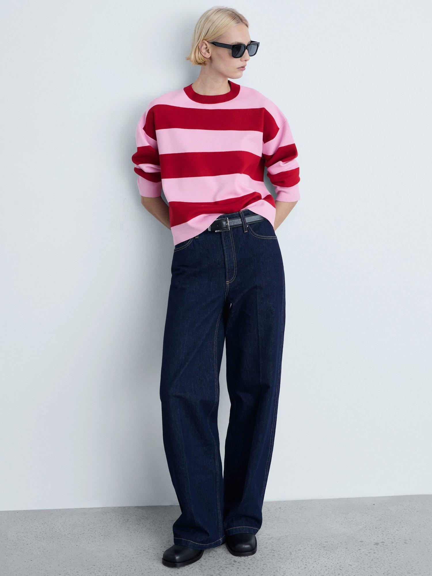 Product image 2 of 8, which shows Mango Lotuini Stripe Jumper, Red, 5XL