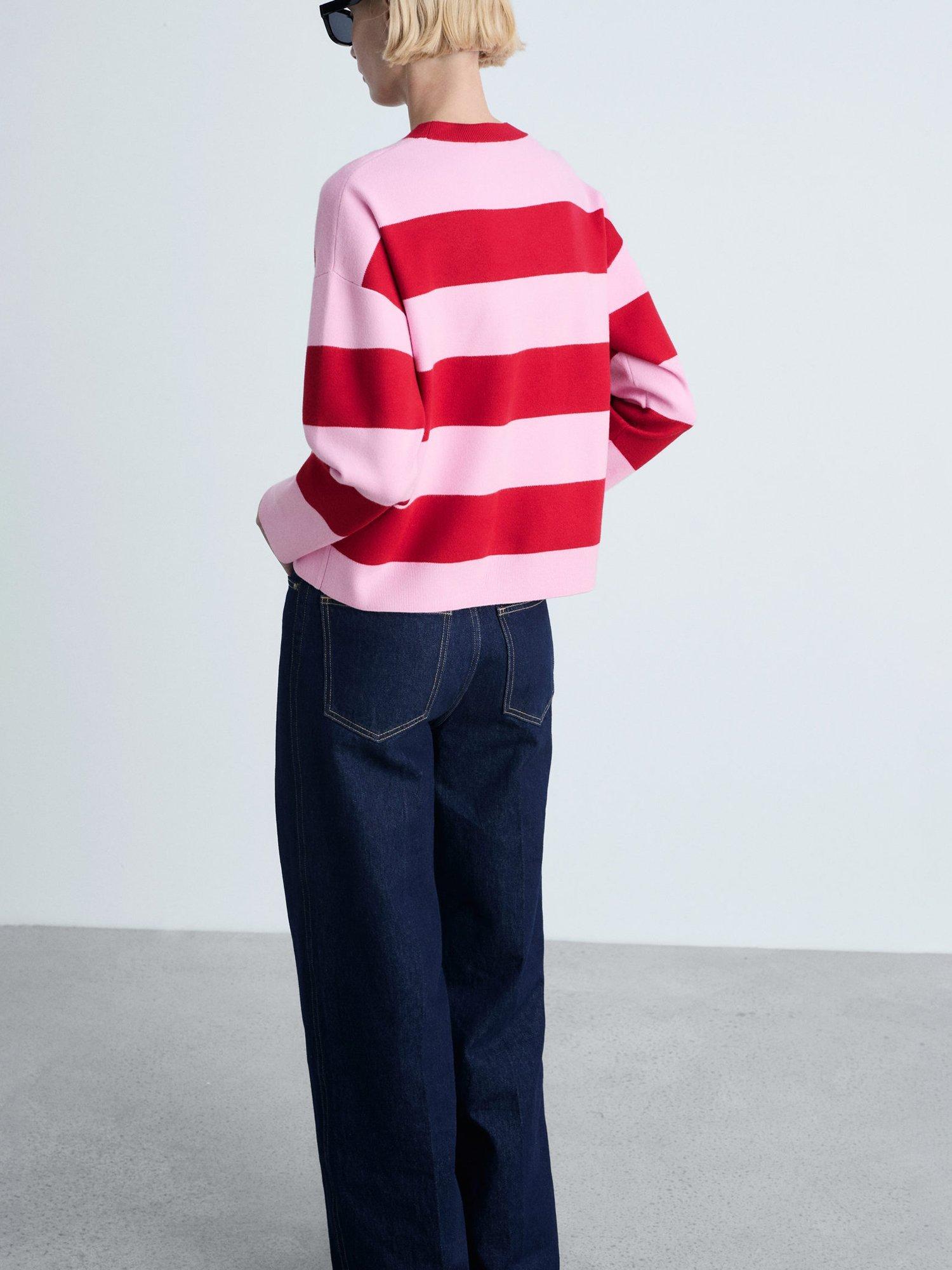 Product image 4 of 8, which shows Mango Lotuini Stripe Jumper, Red, 5XL