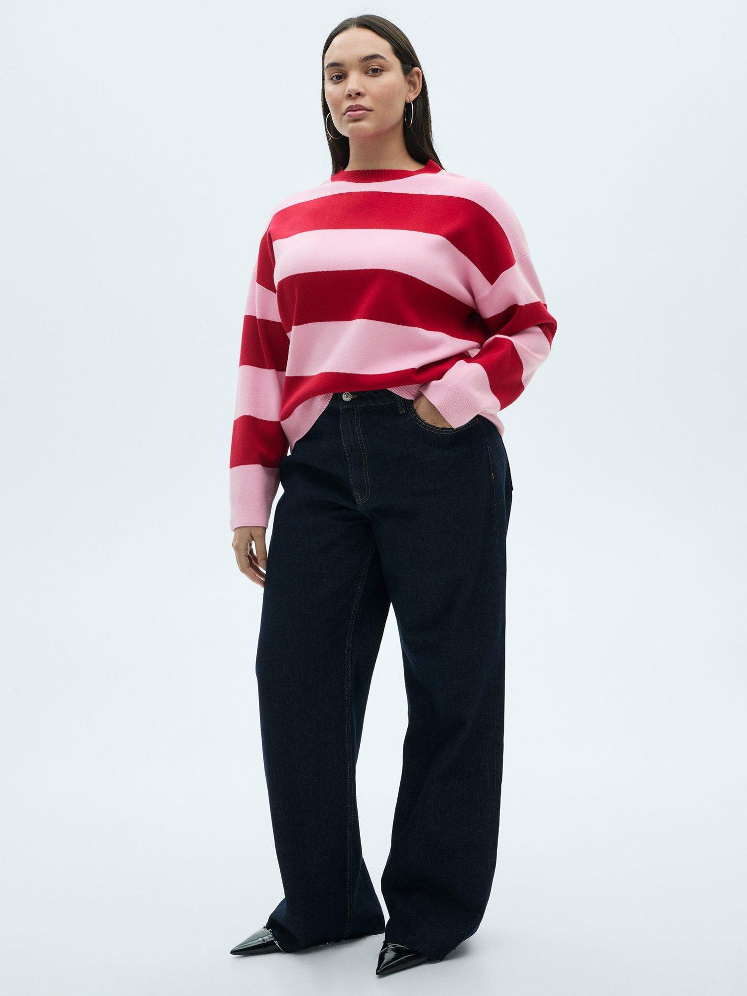 Product image 7 of 8, which shows Mango Lotuini Stripe Jumper, Red, 5XL
