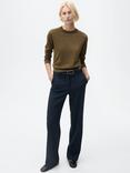 Mango Luka Round Neck Jumper, Khaki