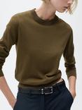 Mango Luka Round Neck Jumper, Khaki