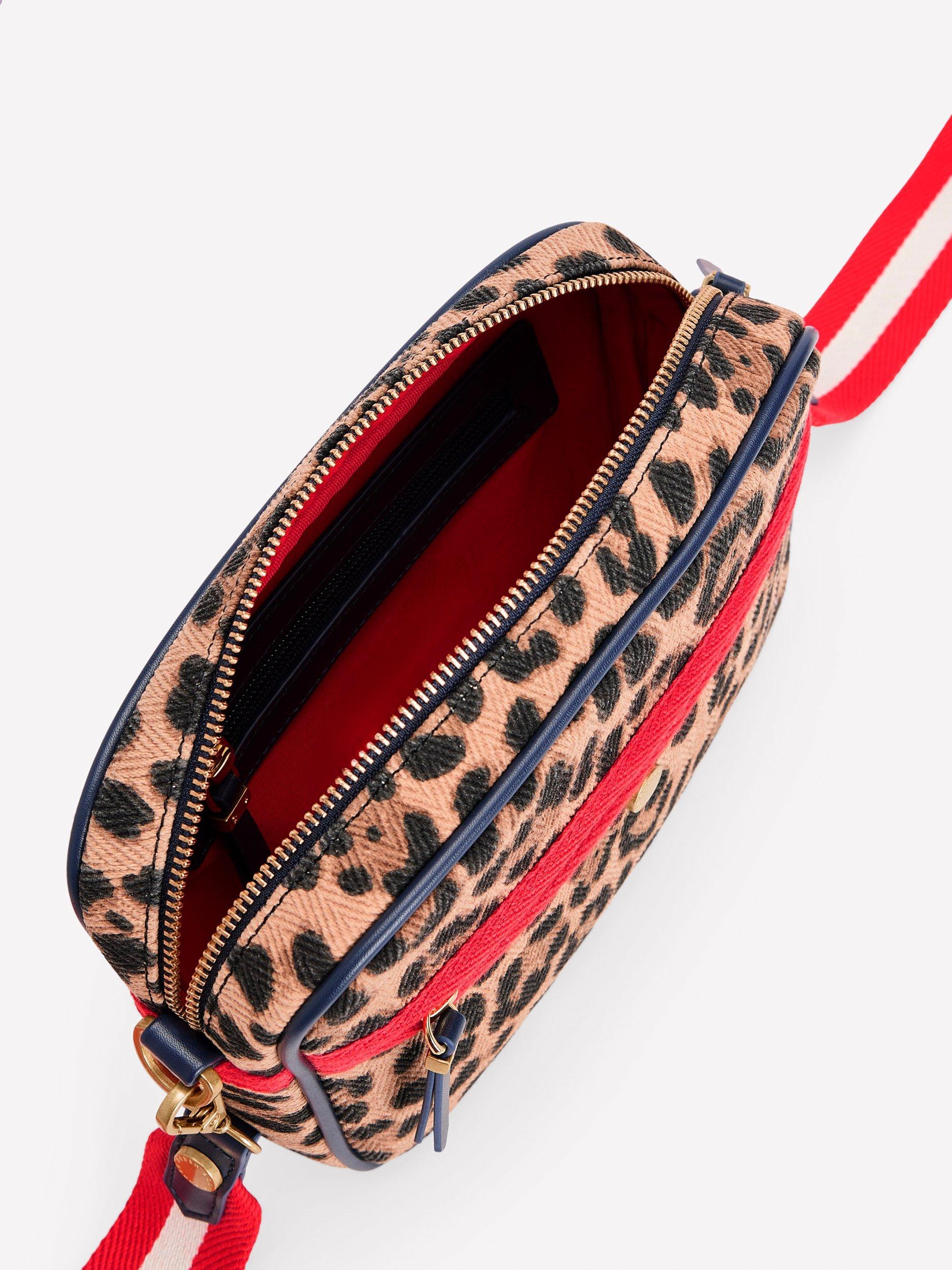 Product image 3 of 4, which shows Boden Leopard Print Canvas Crossbody Bag, Brown/Multi