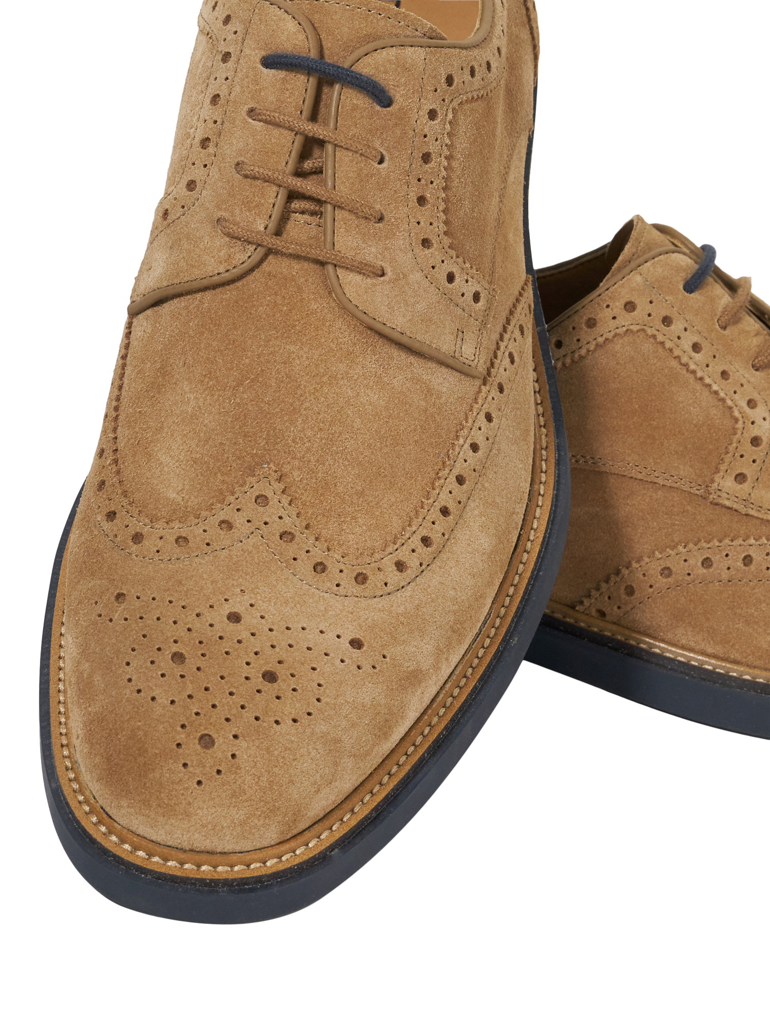 Product image 2 of 6, which shows Dune London Baileys Suede Wing Tip Brogues, Tan, 6