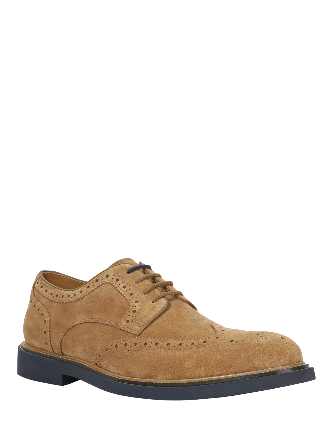 Product image 3 of 6, which shows Dune London Baileys Suede Wing Tip Brogues, Tan, 6